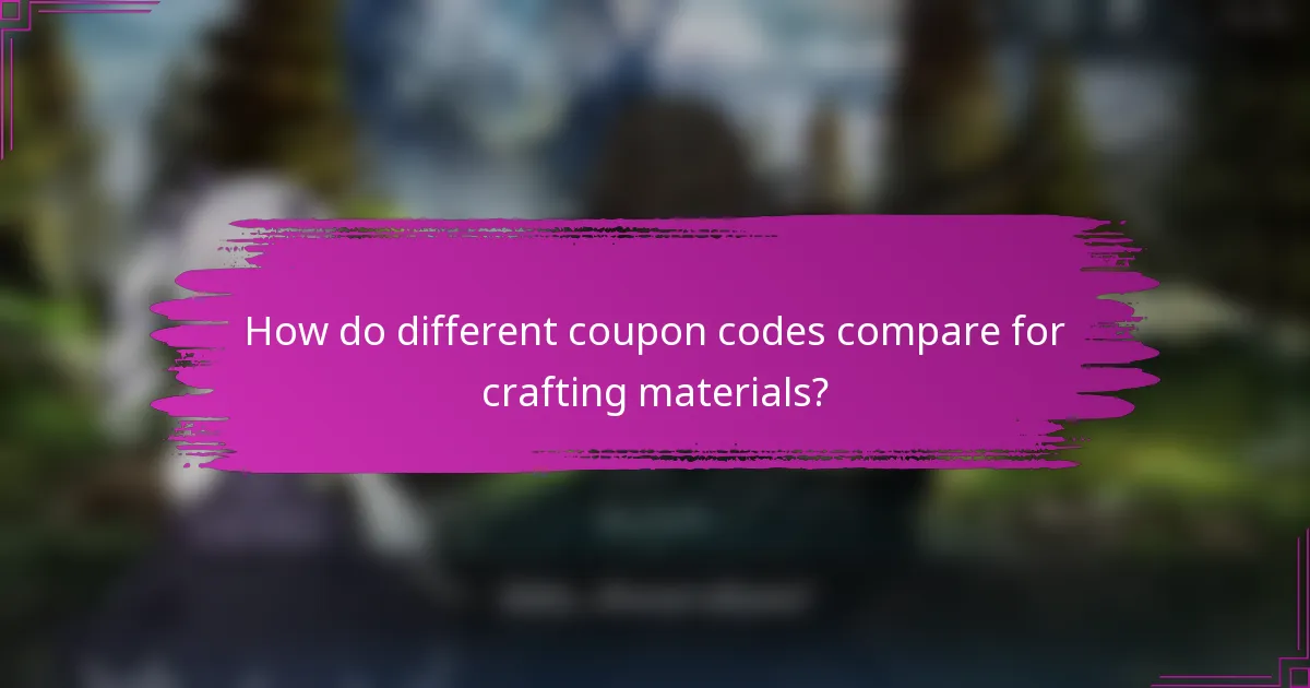 How do different coupon codes compare for crafting materials?