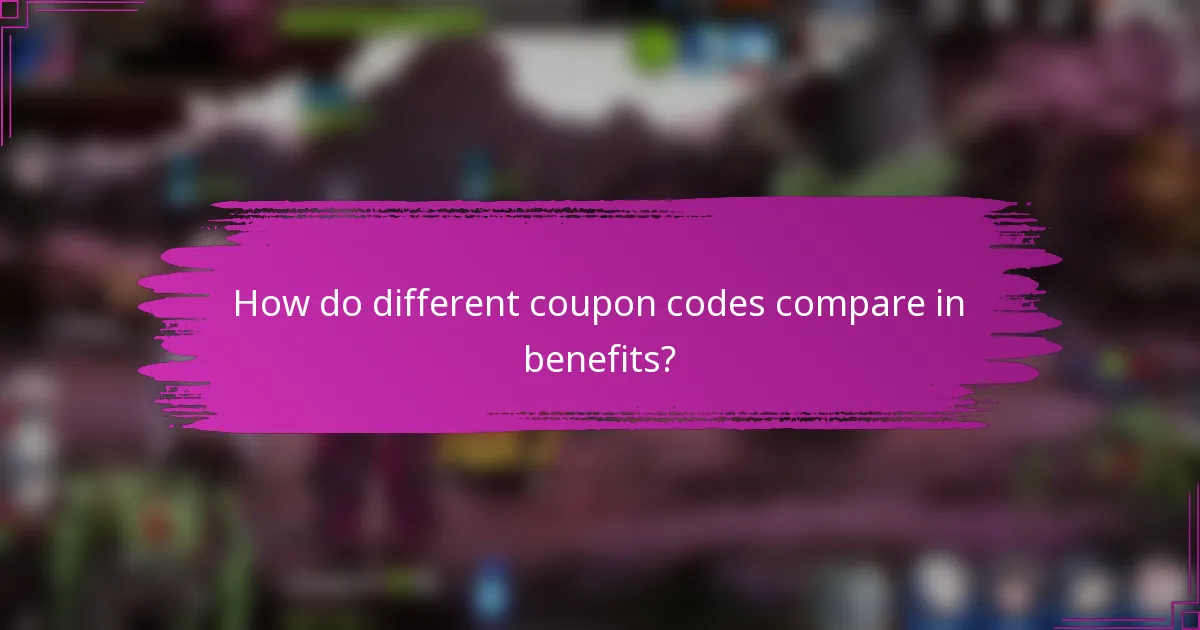 How do different coupon codes compare in benefits?