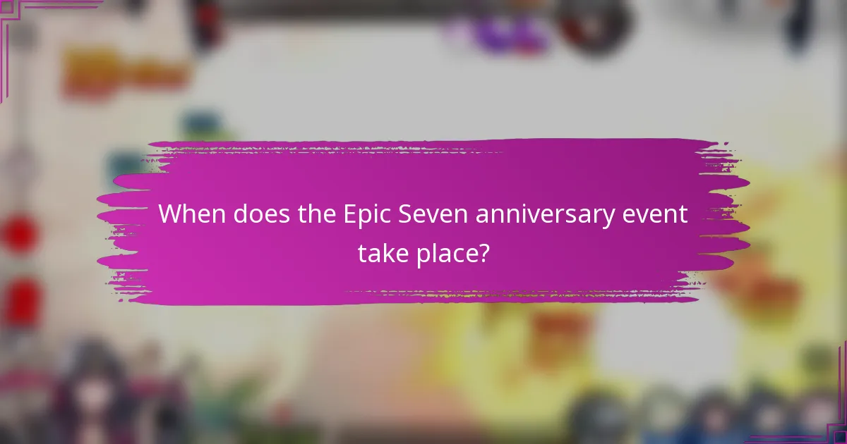 When does the Epic Seven anniversary event take place?